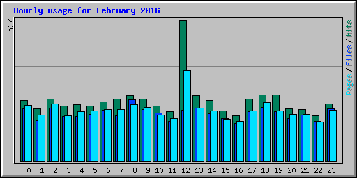 Hourly usage for February 2016