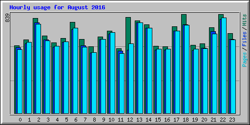 Hourly usage for August 2016